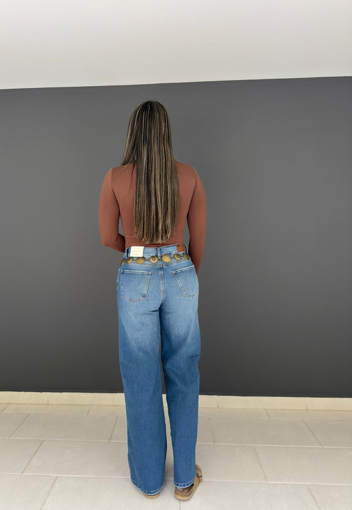 WIDE LEG STRETCH — Azul Medio